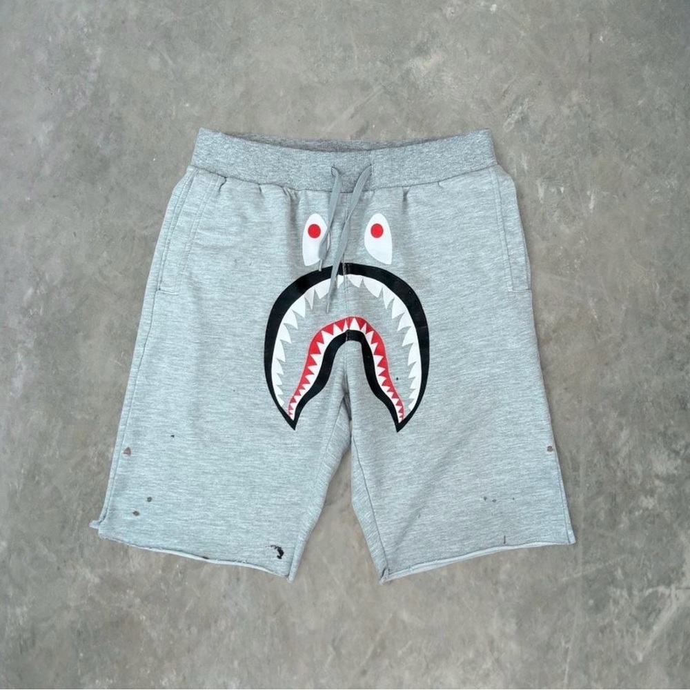 Bape Gray Shark Face Men's Athletic Shorts